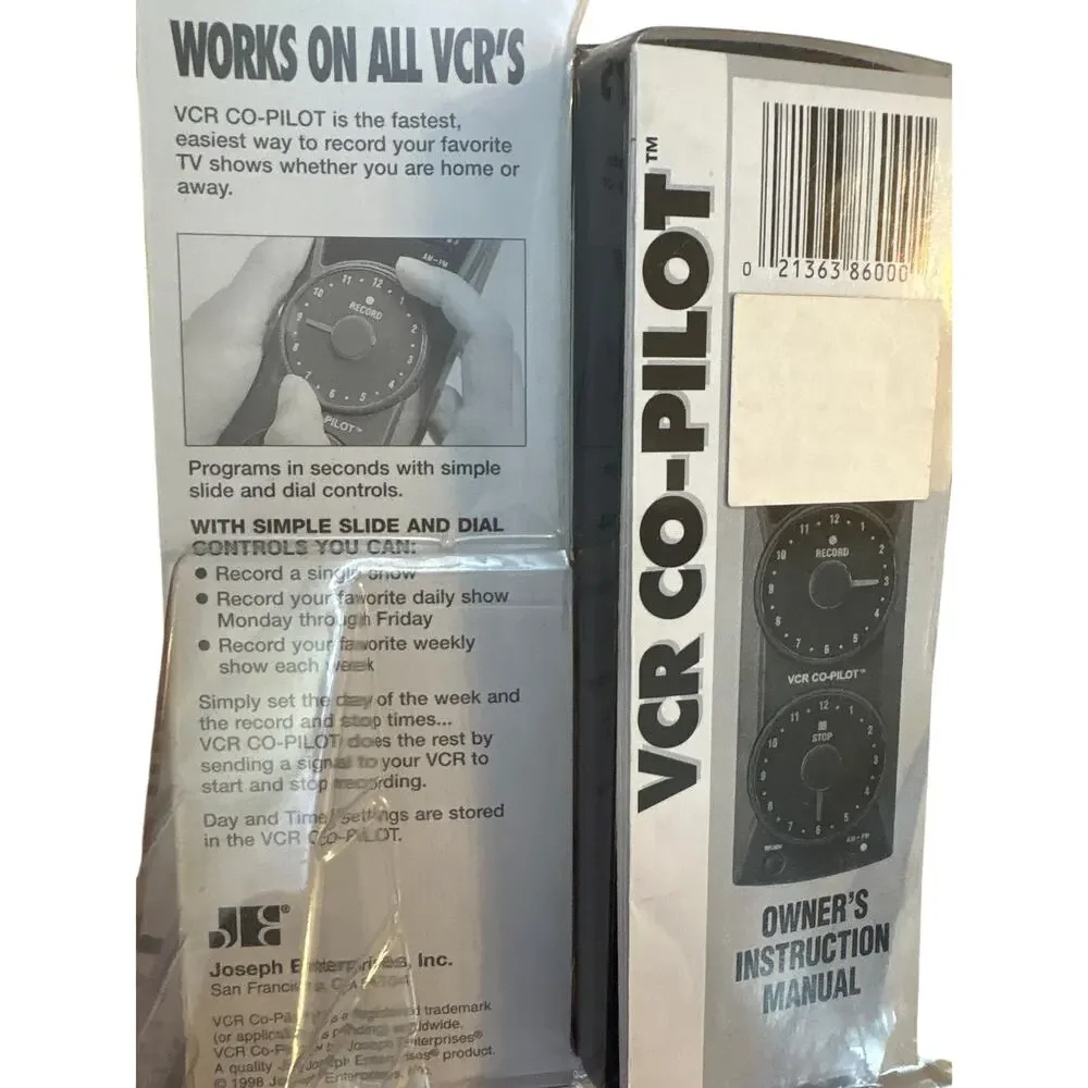 VCR Co-pilot record tv show vcr vhs program remote universal NIB